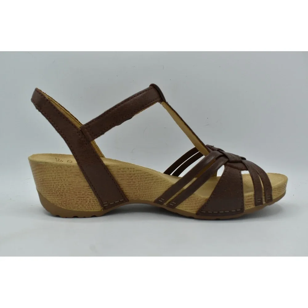 Dansko Women EU 40 Tia Milled Burnished Brown Leather Strappy Sandals Shoes